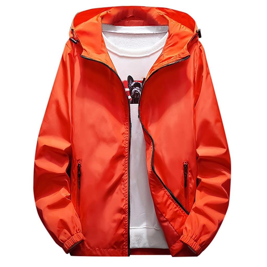 Men's Winter Casual Color Plus Size Hoodie Zipper Outdoor Sport Coat