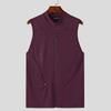 INCERUN Summer Men Mockneck Sleeveless Zipper Up Rib Tank Tops Slim Racerback T-shirts