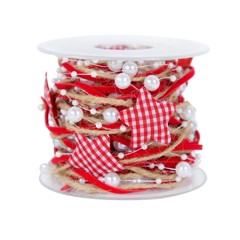 1/2M Christmas Ribbon Decoration Star Bead Chain Ribbon Xmas Tree Ornament DIY Christmas Gift Box Packaging 2026 New Year Natal