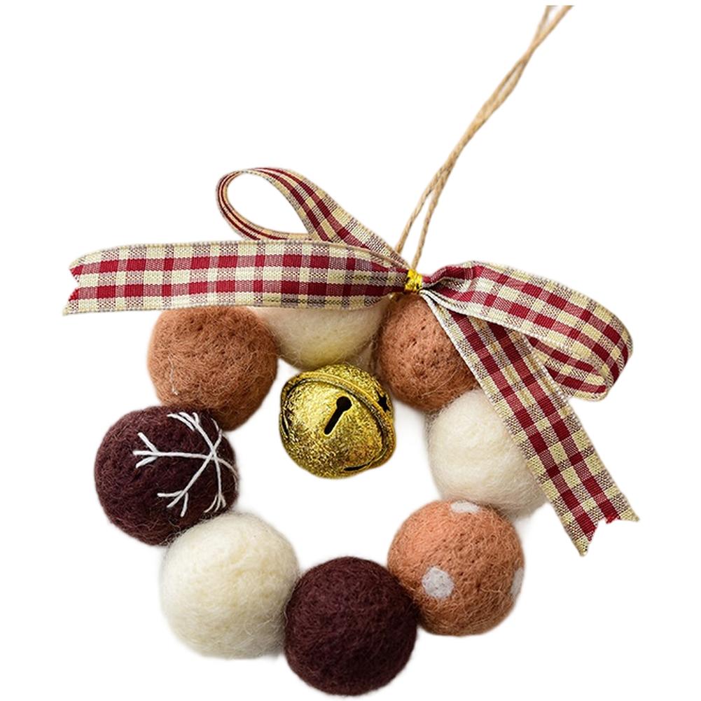 Handgefertigter Mini-Weihnachtskranz aus Wollfilz mit Glöckchen und Schleife, DIY-Girlande Feiertagsdekoration für Hauswand oder Tischplatte