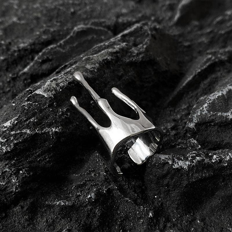 Retro Irregular Water Drop Dripping Ring For Women Silver Color Punk Gothic Open Ring Unisex Designer  Accessories Gift