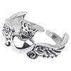 Adjustable Sterling Vintage Heart Wing Ring Men Women Minimalist Retro Boho Jewelry