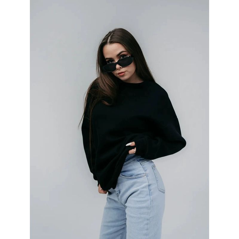 Fashion Loose Solid Color Hoodie Fashion Crew Neck Tops Loose Solid Color round Neck Top