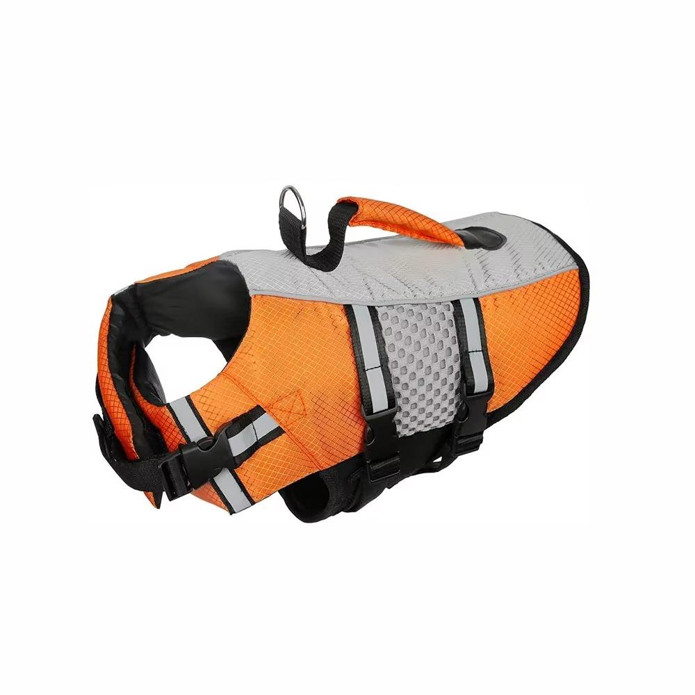 Reflective Dog Swimming Vest Adjustable Dog Flotation Vest Pet Life Preserver  Swimming XS оранжевый