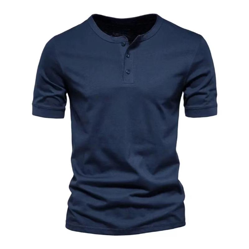 IHUASU Men's Fashion Casual Summer Spring Short Sleeve V-Neck Blouses & Shirts Elegant