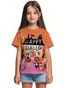 Girl Clothes Funny Pumpkin Graphic T-Shirt for Boys Girls Halloween Short Sleeve Tees 2-10Y Halloween Gift Party Kids Clothing