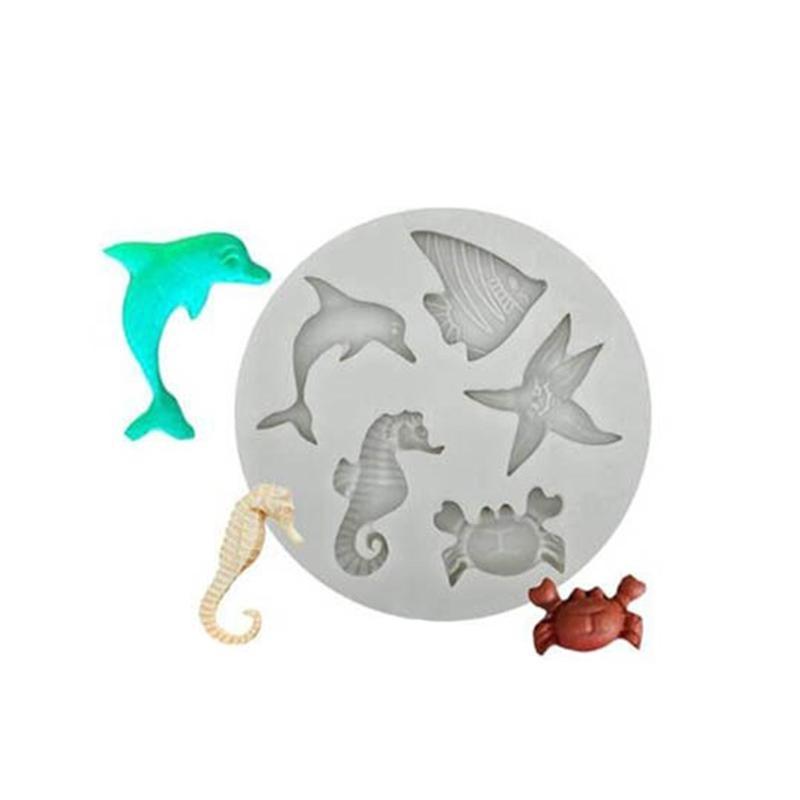 4Pcs Marine Theme Cake Fondant Silicone Mold Conch Seashell Baking Mold