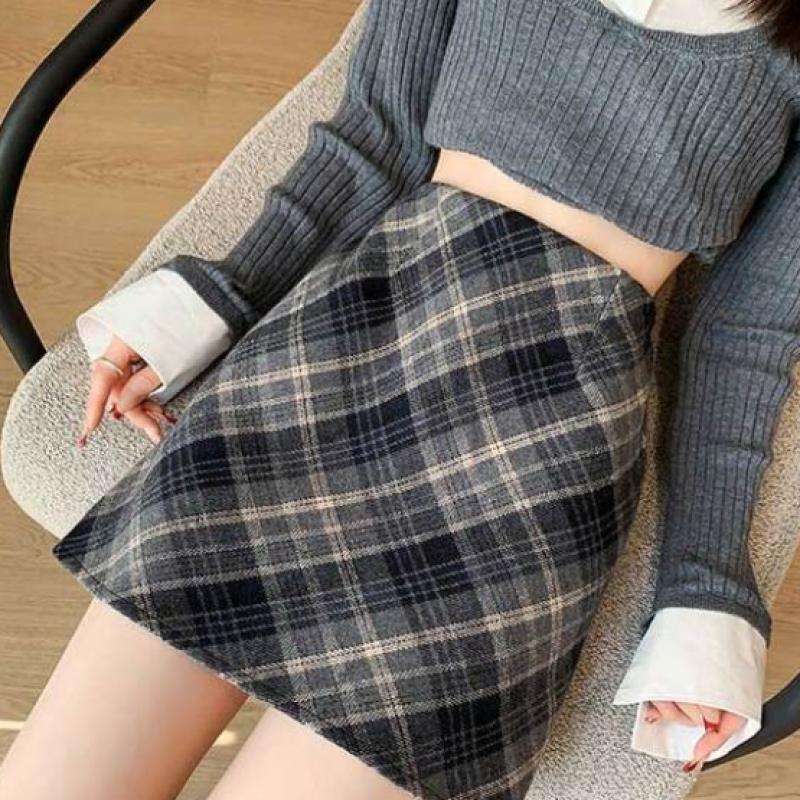 Shop Women S DAte Check Wool Inner ShortS A Line Mini Skirt Won wSk Wfl7623