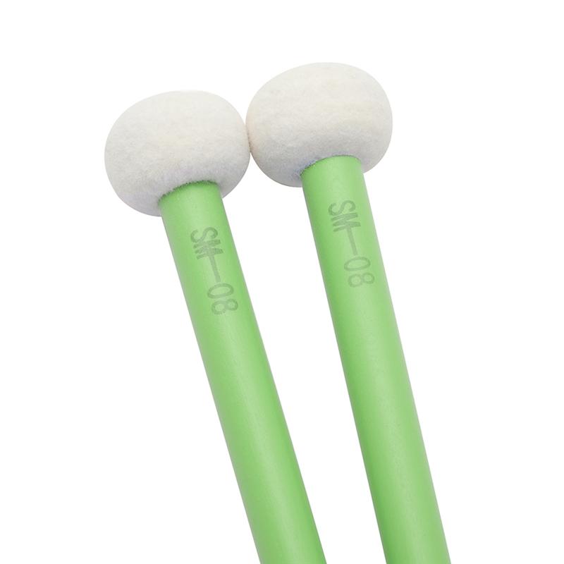 Classy-2Piece Percussion Instrument Accessories Maple Felt Head Timpani Drumstick Drum Maple+Felt зелёный