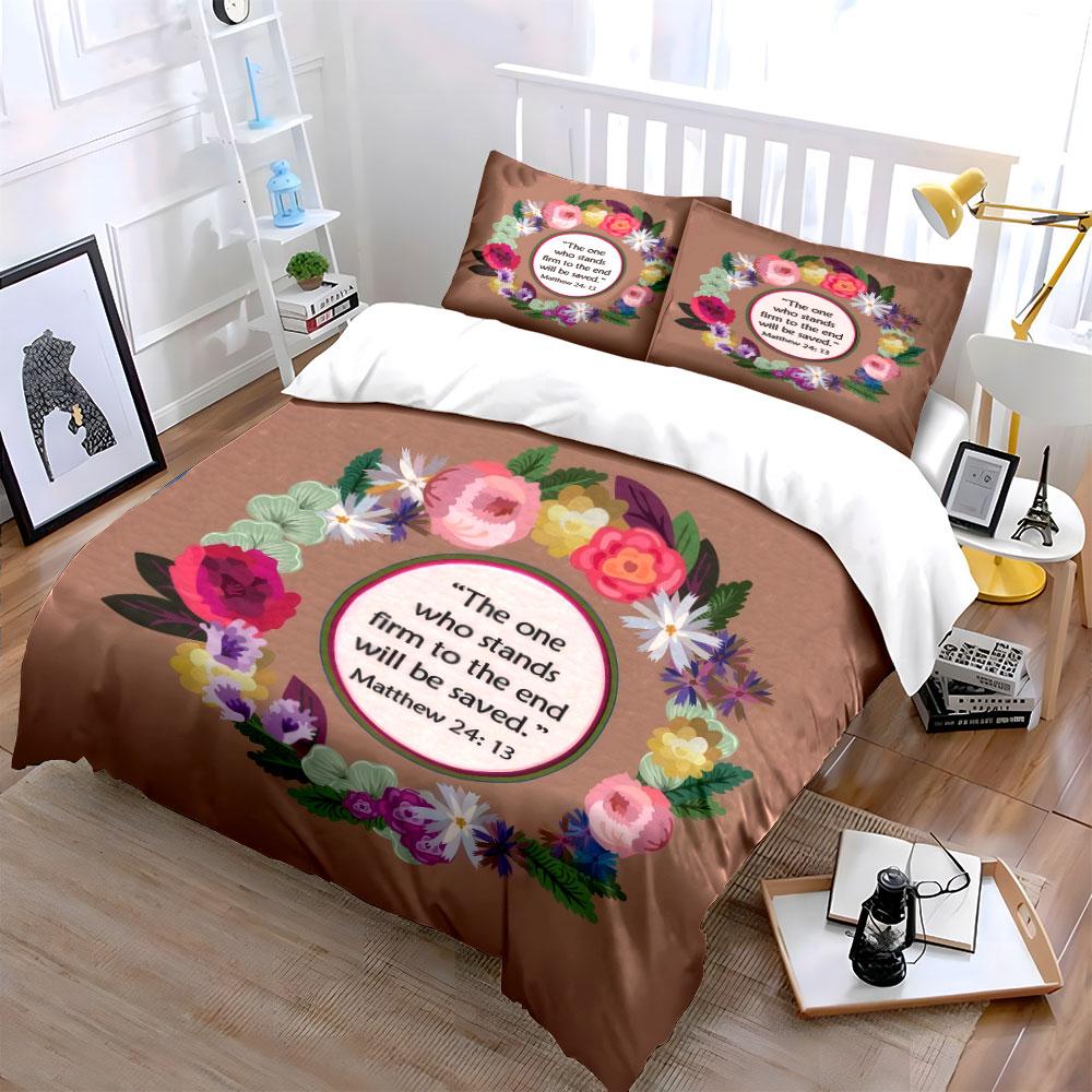 Floral Scripture-Inspired Decoration Set Kid'S And Adults' Bedroom Decor, Exquisite Three-Piece Bedding Set Gift