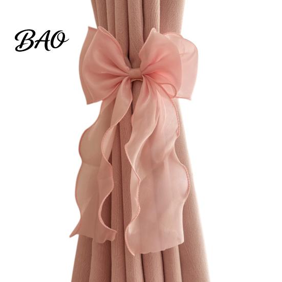 Boho Curtain Holders French Silky Bow Tieback, Window Ties Decorative Tieback Backs, Drape Holdbacks for Home Bedroom Tie Backs