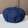 Versatile fashion show face small bud hat retro small standard denim beret spring and summer girls painter hat