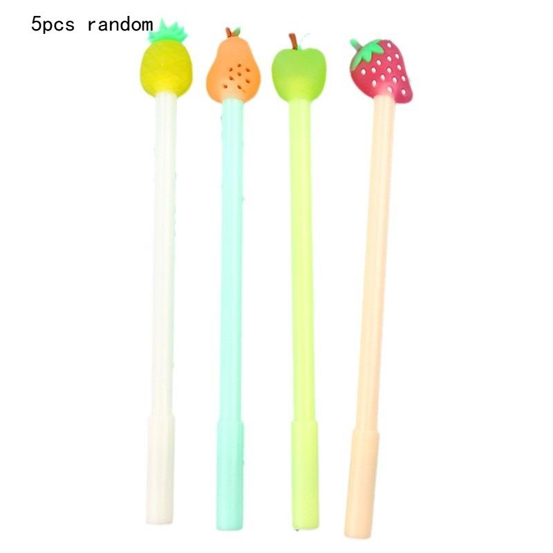 Creative Kawai Stationery Cute Little Fresh Fruit Pie Gel Pen Pear Fruit Head Marker Refill Office School Supplies Lovely Gift