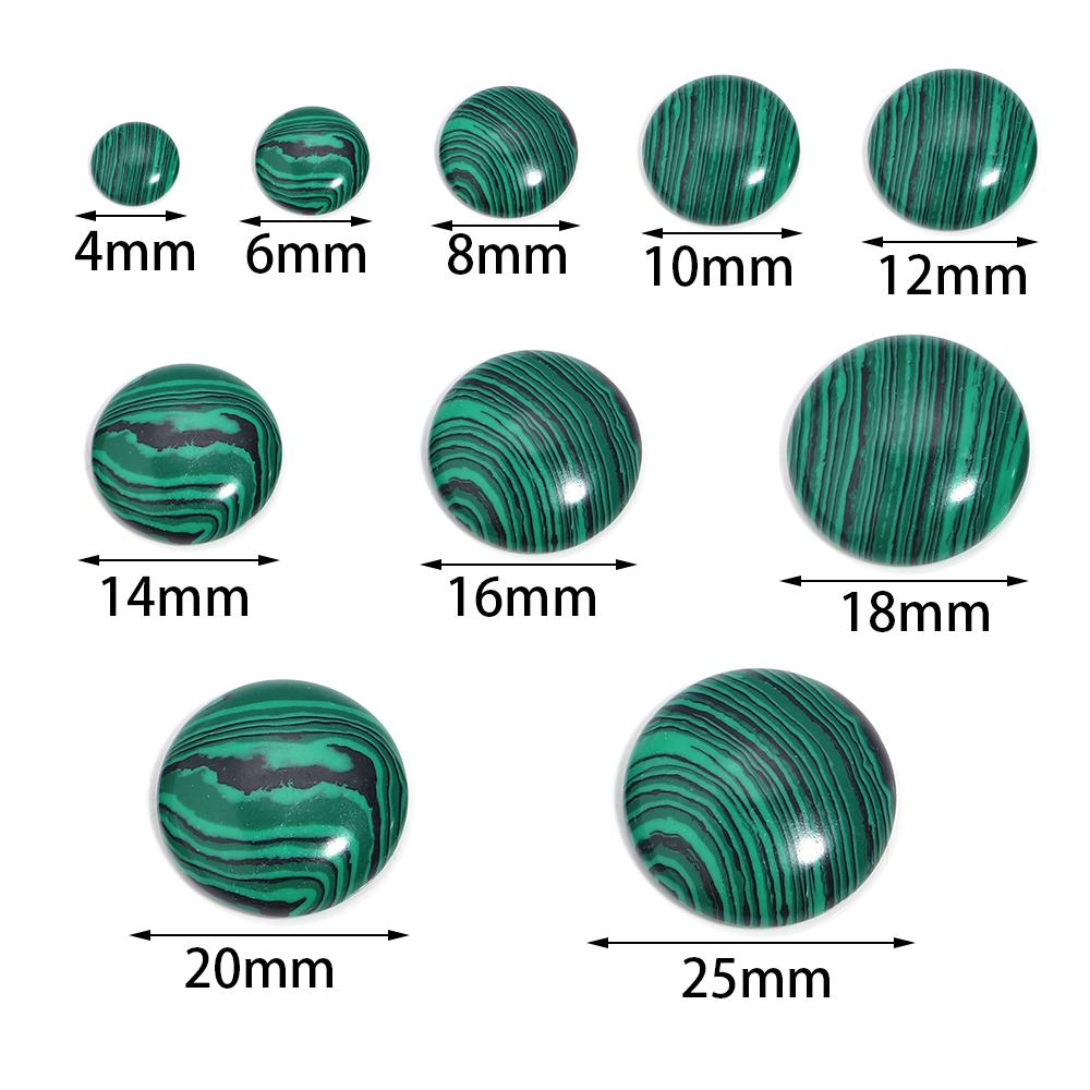 Malachite Natural Stone Beads Cabochon For Jewelry Makin Round Flat Loose Spacer Beads DIY Bracelet Necklace Accessories