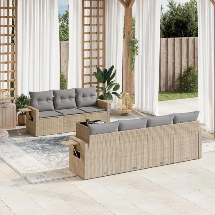 VidaXL Garden Lounge Set with Cushions 8 Pcs, Patio Sofas, Patio Furniture Set, Outdoor Furniture, Beige 3252266