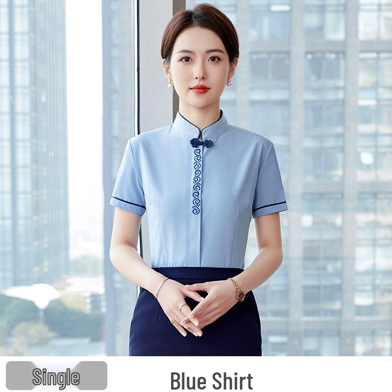 

Элегантный женский профессиональный комплект рубашки в новом китайском стиле - Униформа администратора, Рабочая одежда XL