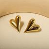 18K Gold Stainless Steel Heart Stud Earrings - Trendy & Exquisite Women's Jewelry