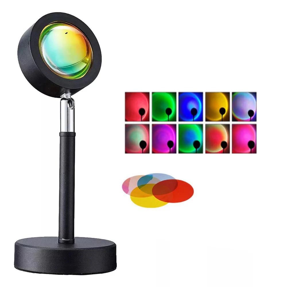 

Прямая поставка красочная RGB фотография закат лампа светодиодный USB проектор ночник пульт дистанционного управления неон спальня дом без выбора знак