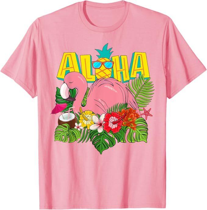 Girl Hawaiian Aloha Flamingo Hawaii T-Shirt