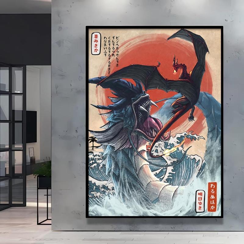 Poster and Painting  Mewtwo Charizard Christmas Gifts Home Room Picture Wall Art Classic Spray Printing Canvas Painting