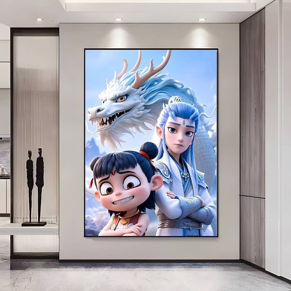Chinese Anim Nezha Poster HD Posters Self Adhesive Waterproof Ideal for Living Room Bedroom Bar Decoration