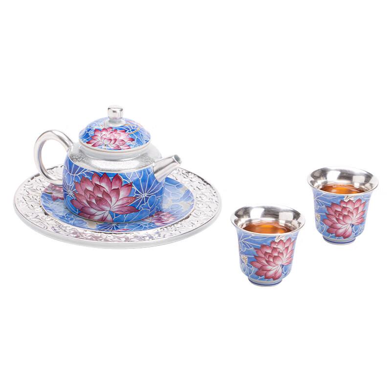 SUSHI CERAMICS Master Zheng Wenqiang Silver Gilt Lotus Pond Kung Fu Tea Set