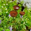 3-Tier Bowl Metal Bird Bath Long Stem Rusty Bird Feeder Retro Rain Catcher  Lawn Decor