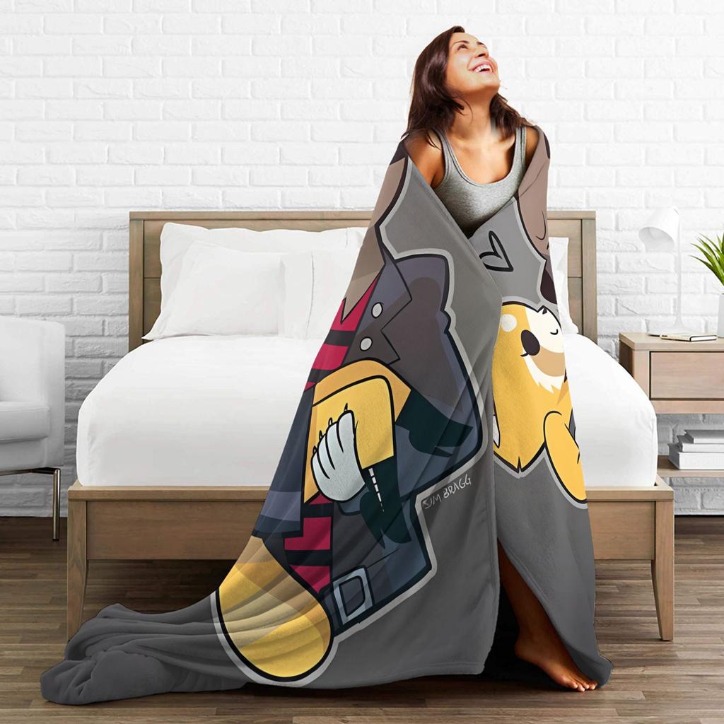 Aggretsuko Flannel Blanket Winter Warm Soft Throw Blanket for Students Outdoor Novelty Bedspread Sofa Bed Cover