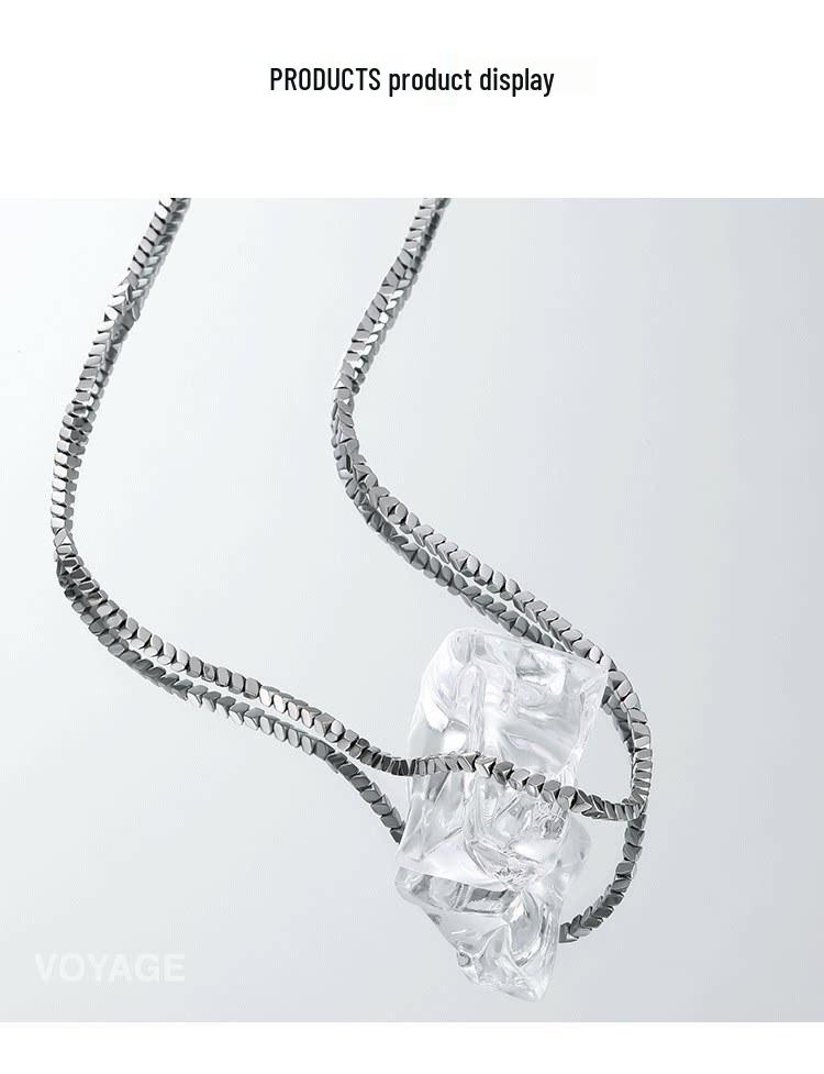 VOYAGE Titanium Steel Crushed Silver Unisex Necklace - Trendy Clavicle Chain, Hip Hop Style