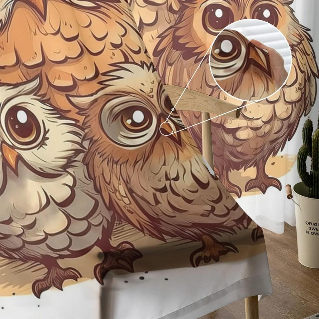 Owl Eyes Cute Claws Animal Window Curtains Sheer Chiffon For Living Room Bedroom Kitchen Decor