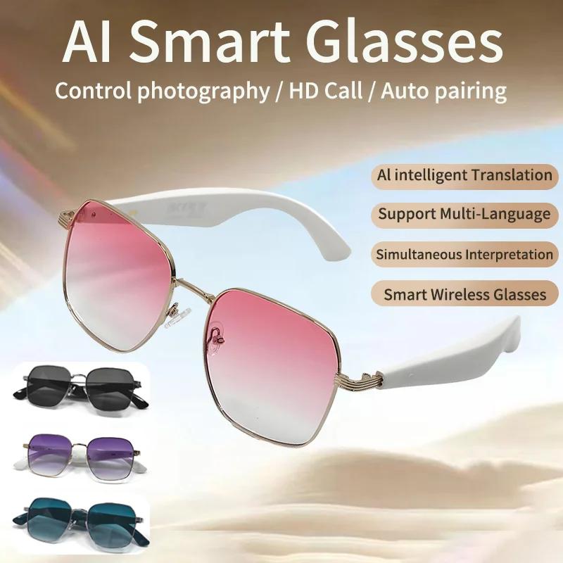 SACOSDING New Fashion Smart Glasses Anti-UV AI Voice Intelligent Translation Music Headphones Bluetooth Call Outdoor Sport Sunglasses