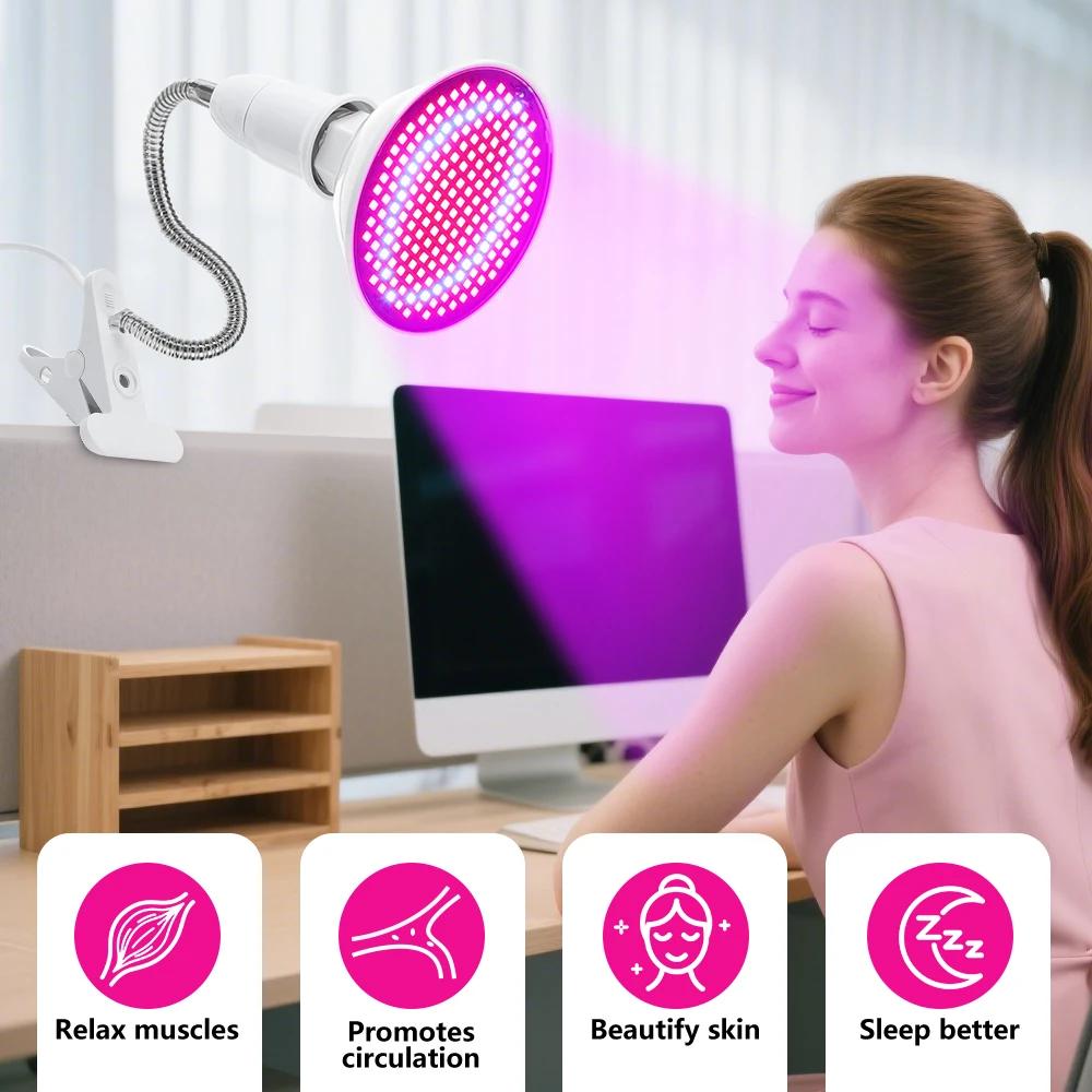 850nm 660nm Anti Aging Red blue LED Light Therapy Bulb With Lamp Clip Red Near Infrared Beauty Full Body Skin Care Pain Relief