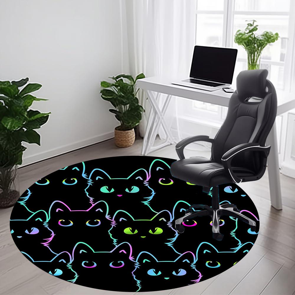 1pc Cat Rainbow Office Round Area Rug, Indoor Mat Suitable ForOffice, Under Office Chairs Bedroom Living Room Home Decor, Room Decot128