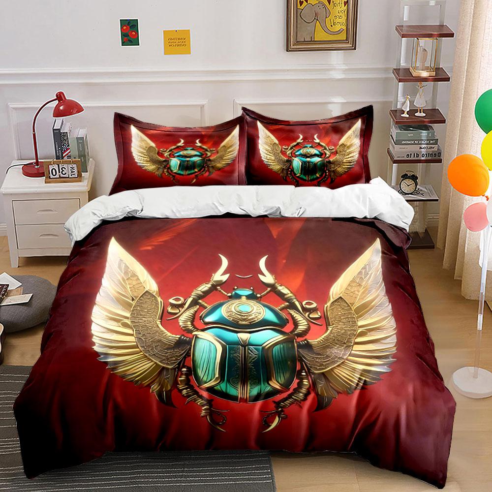 "Scarab Decor Set for Home" Soft Skin-Friendly Bedding Set Includes 1 Duvet Cover And 2 Pillowcase, Gift