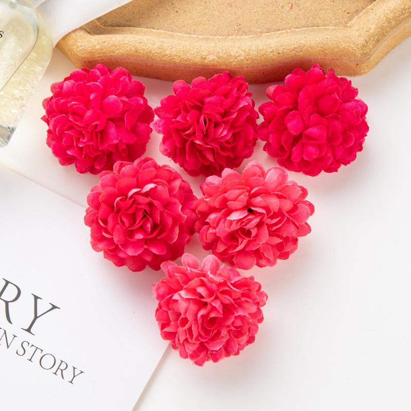 50Pcs Artificial Hydrangea Flowers for Wedding Garden Home Decor Christmas Party Diy Candy Box Scrapbook Pink Ball Chrysanthemum