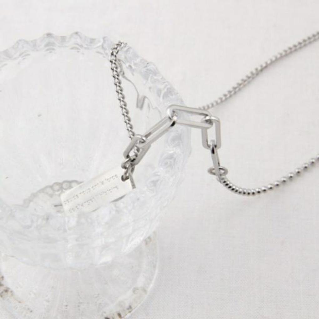 Atria Chain Mix Unbalanced Surgical Steel Silver Necklace EWSSNSC0010