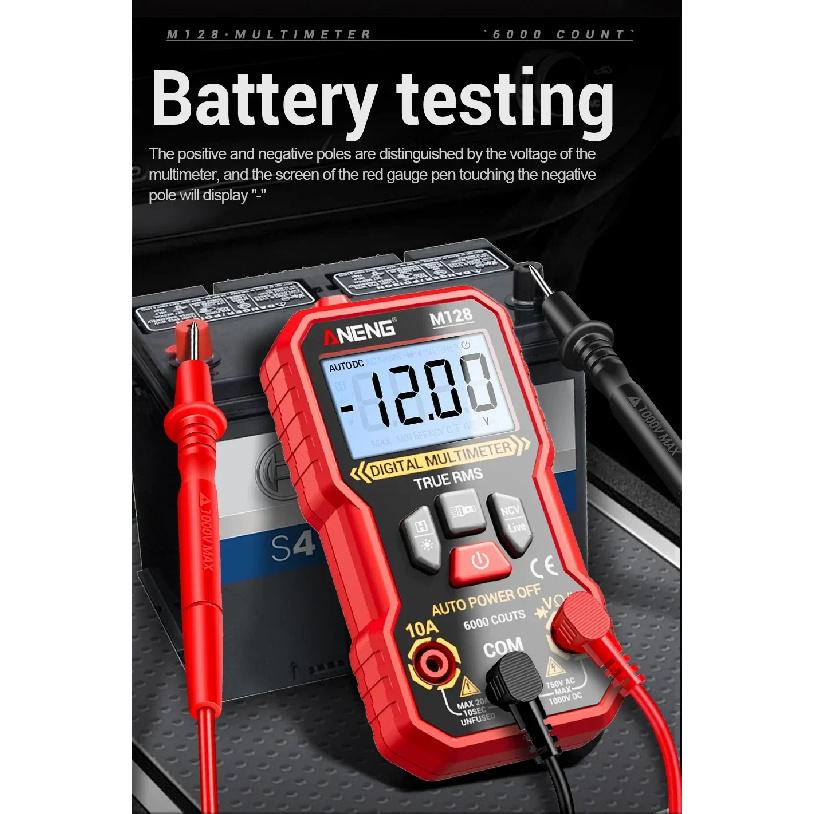 ANENG M128 Multi functional Portable Multimeter 6000 Count Backlit Screen Flashlight On/Off Beep General Electrician Multimeter