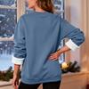 Women's Casual Fashion RoundNeck Pullover Top Winter Solid Color Plush Sweatshirt