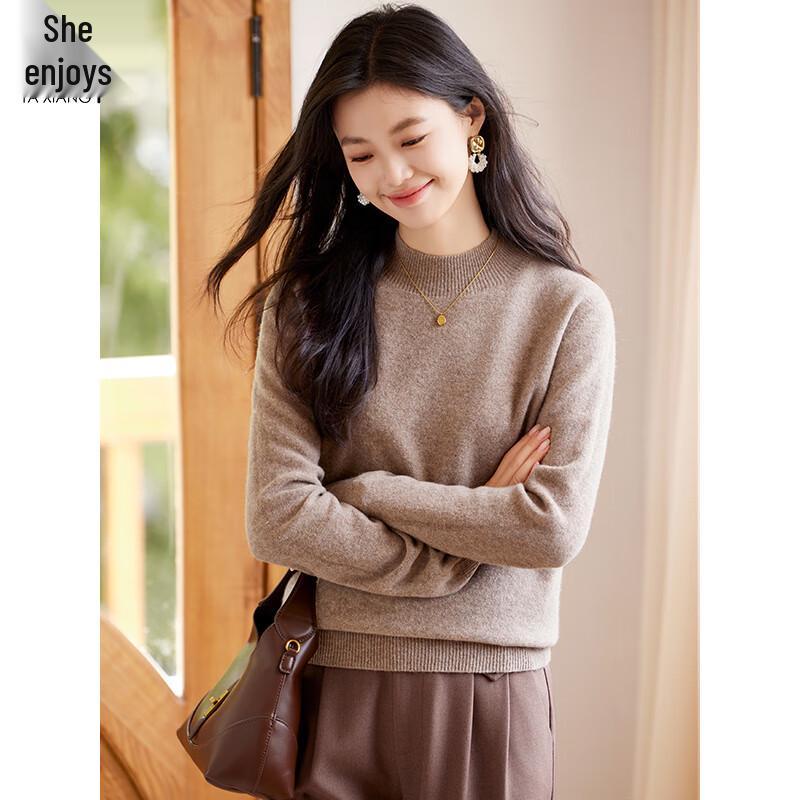 Women's 100% Pure Wool Semi-Turtleneck Thermal Sweater