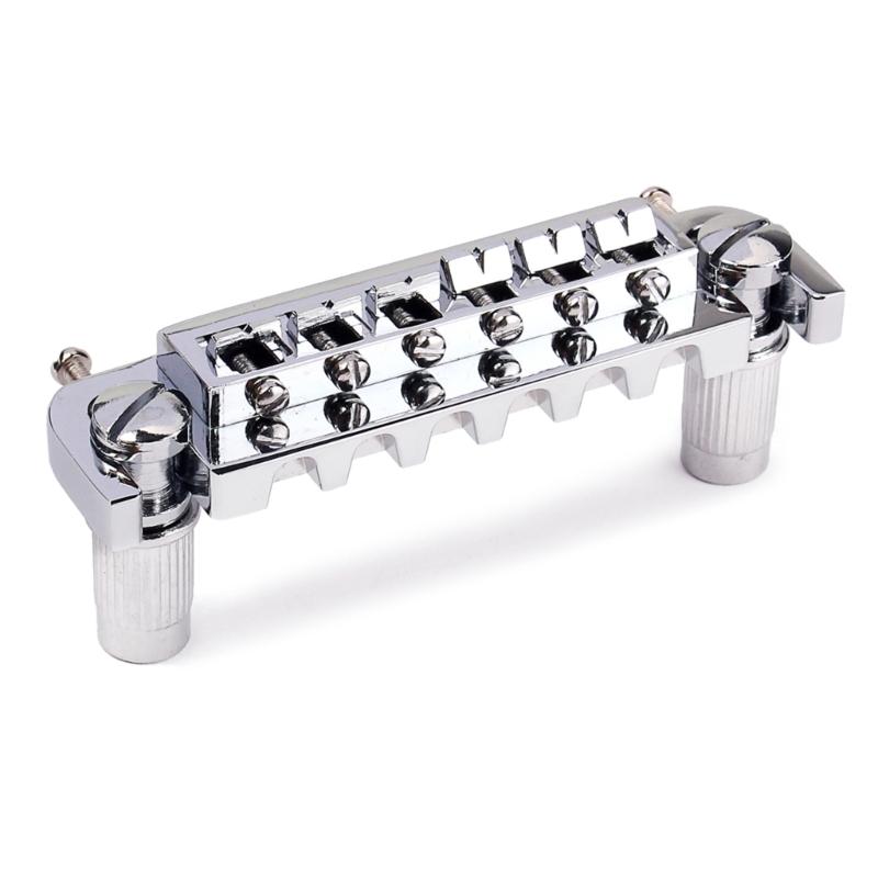 Verstellbare Wraparound-Gitarrenbrücke Kombinierter Brücken-Saitenhalter-Satz mit Rollen für LP-Stil E-Gitarren-Teile Chrom