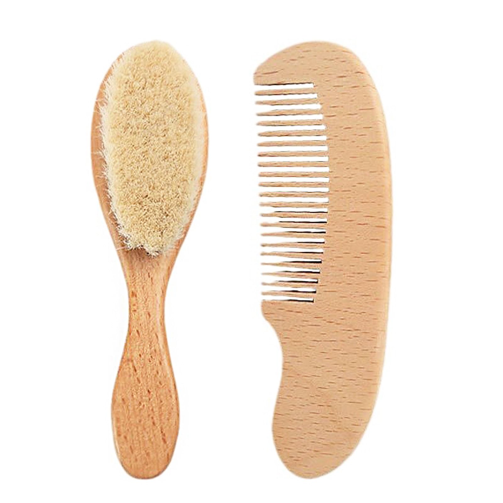 

Baby Brush Comb Set with Natural Wood Handle and Soft Animal Suitable for newborns and Gentle scalp Perfect as a baby shower & Bristles. up. care. жёлтый