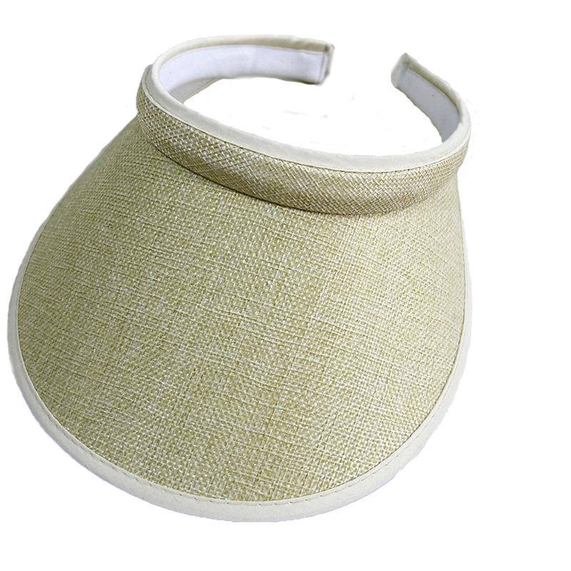 Women Summer Empty Top Visors Sun Hat Simple Solid Color Wide Brim Sunscreen Cap Female Outdoor Adjustable Travel Beach Hats