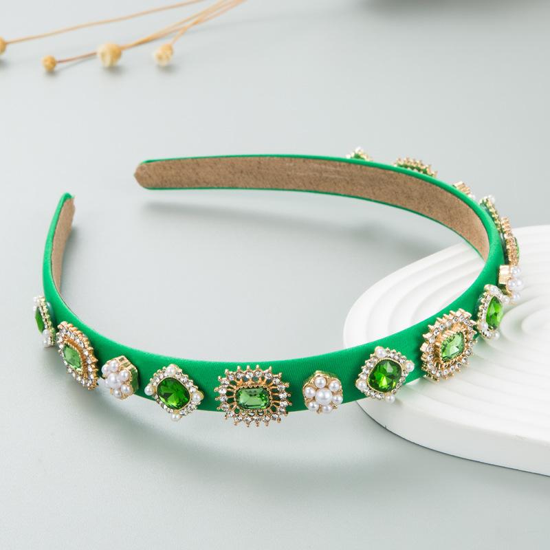 Women's Hairband Baroque Fine Edge Crystal Pearl Headband Premium Retro Hair Ornament