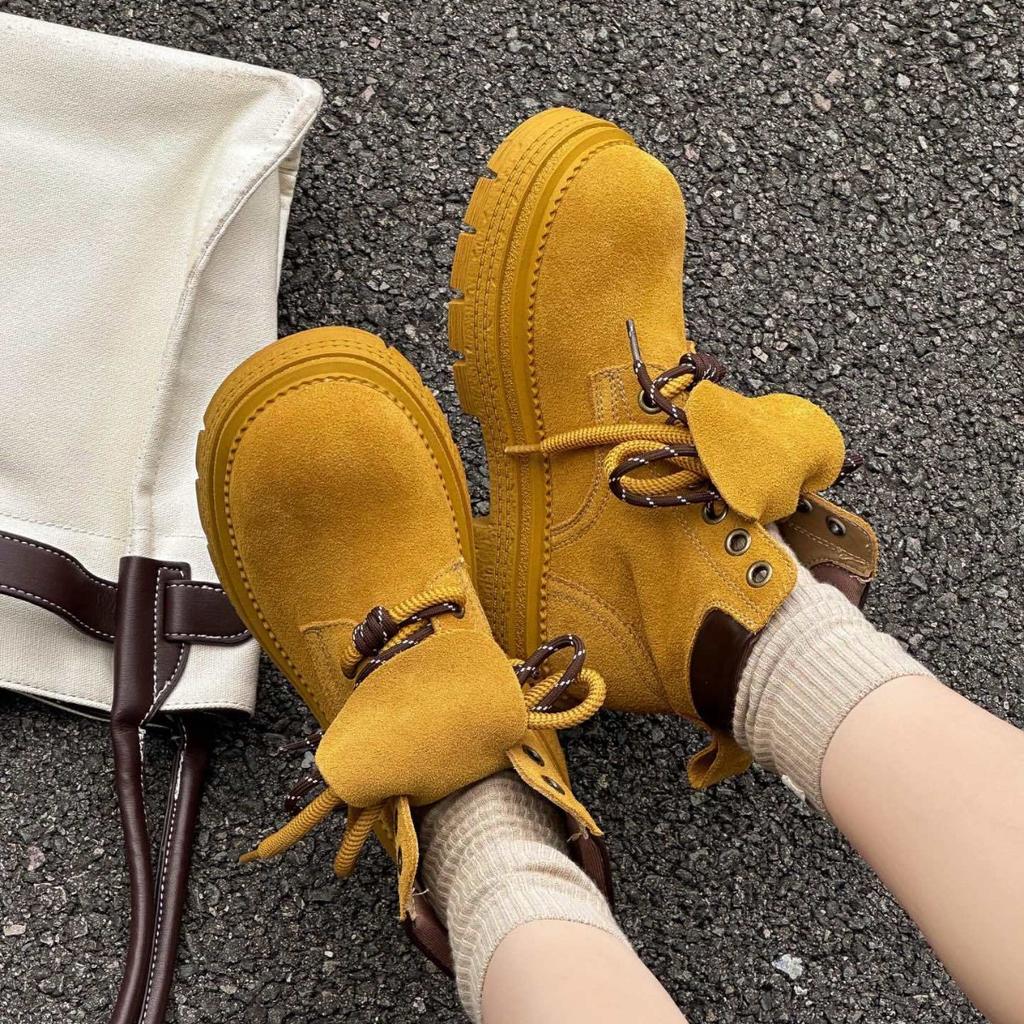 Outdoor thick-soled Martin boots women's 2025 summer new brown inner heightening short boots mountaineering and hiking desert rhubarb boots