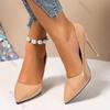 Fashion High-heeled Pumps Women Spring Autumn Shallow Mouth Single Shoes Apricot Thin Heeled Ladies Dress Pointed Fashion Women's Shoes