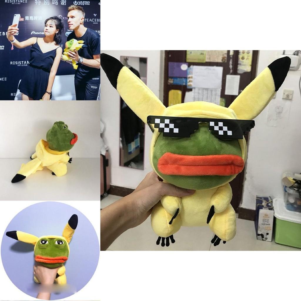Lovable Pikachu Kawaii Stuffed Toy With Sad Frog Design For Children 15 Inches Plush