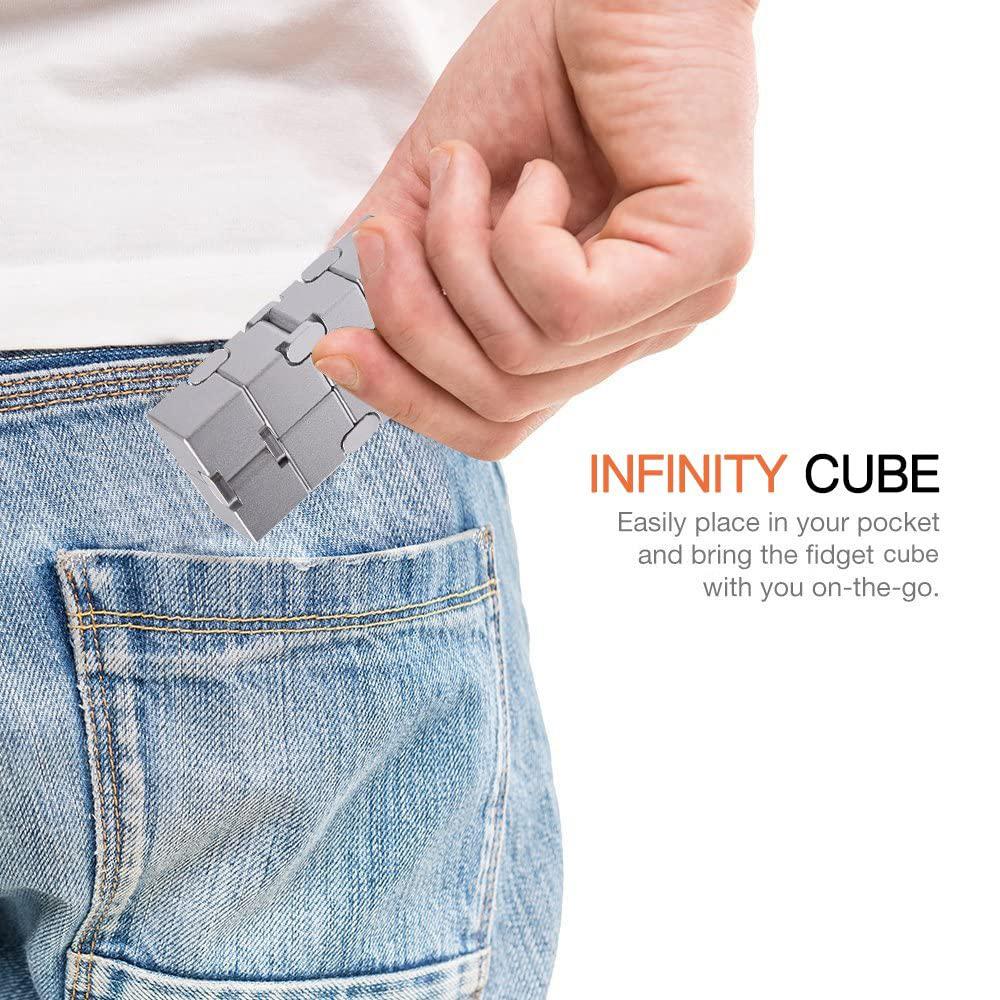 AL Alloy Metal Fidget Infinity Cube Gadgets Spielzeug für Erwachsene, Zauberwürfel zur Linderung von Stress und Angst