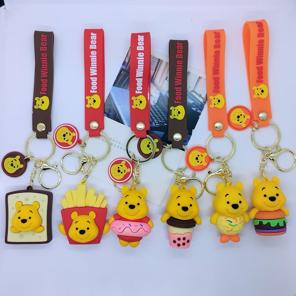 New Cross-border Creative Cartoon Foodie Winnie The Pooh Keychain Bag Car Keychain Accessories Wholesale Cute Personalized Gifts