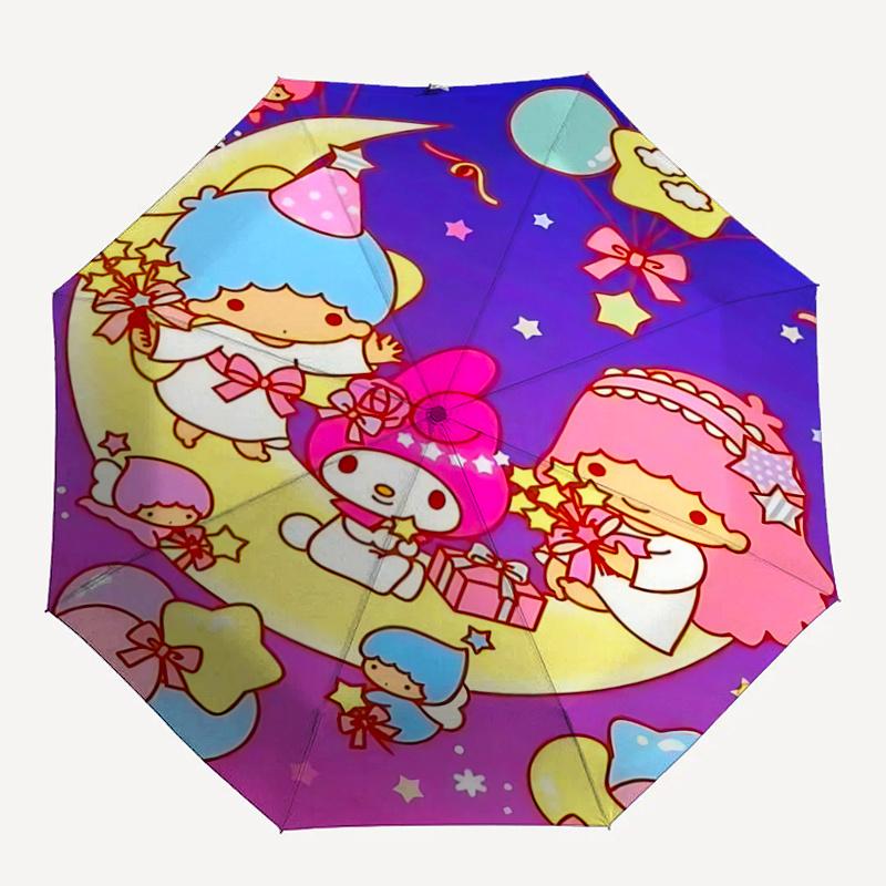 1pc My Melody & Little Twin Stars Festival Umbrella - Automatic Opening/Closing, Foldable Design, Outdoor Use, Gift for Fans, Travel, Daily Use.K072