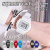 Digital Sports Watch for Women, Men, Kids, Waterproof, Alarm, Square Design, Green